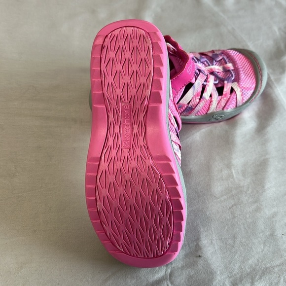 Skechers NEW  Pink and Gray Sneakers with Adjustable Strap - Picture 6 of 7